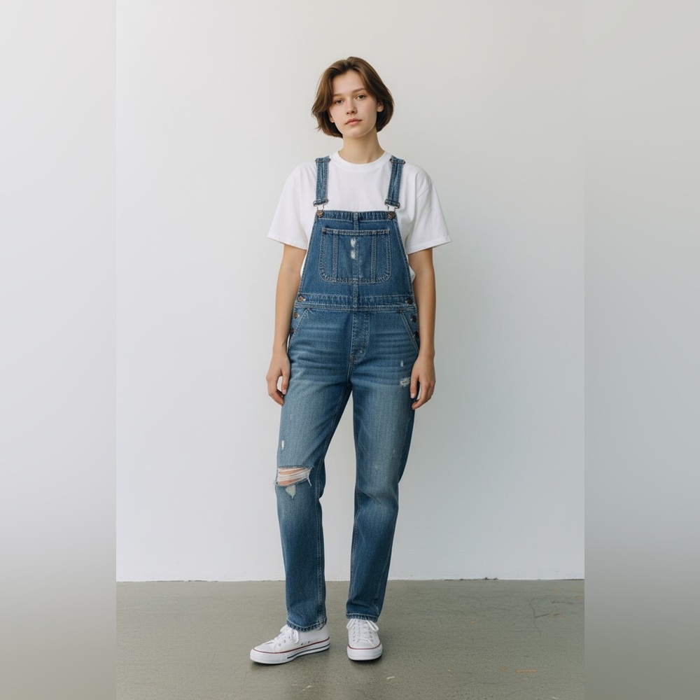 Urban Outfitters BDG Blue Distressed Denim Overalls streetwear casual size xs